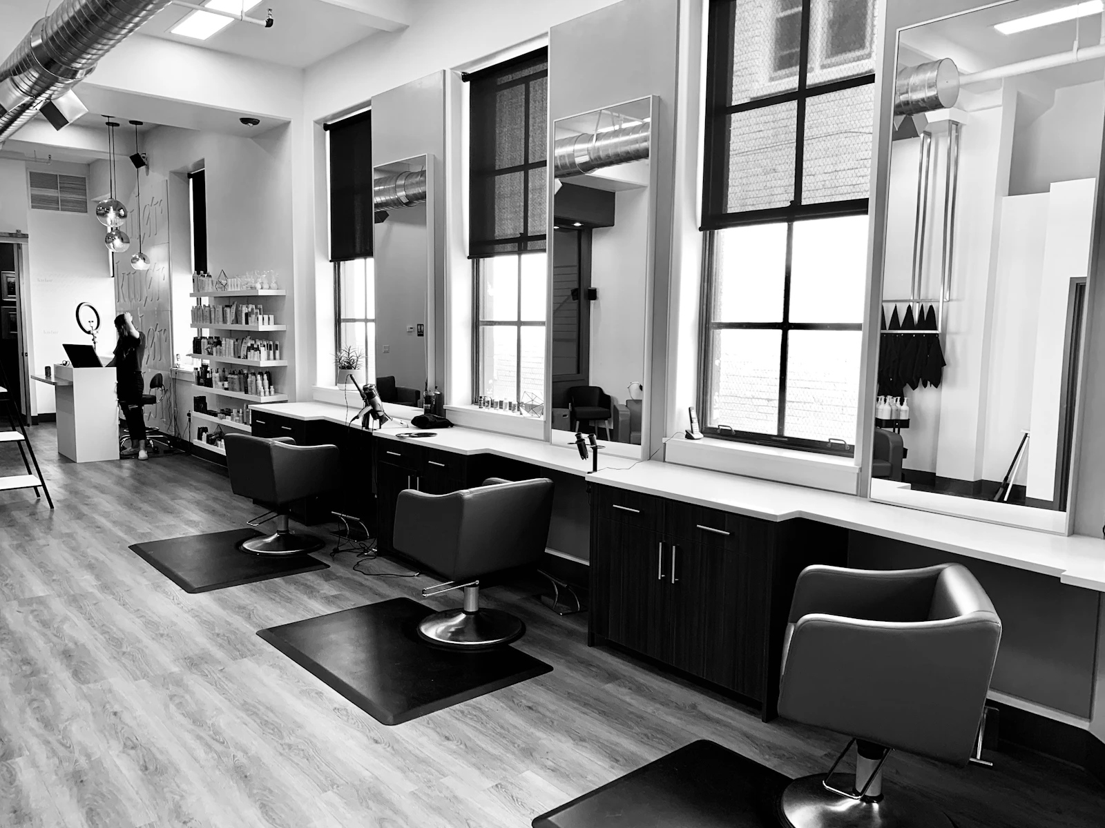 Filipino salon interior with stylist station